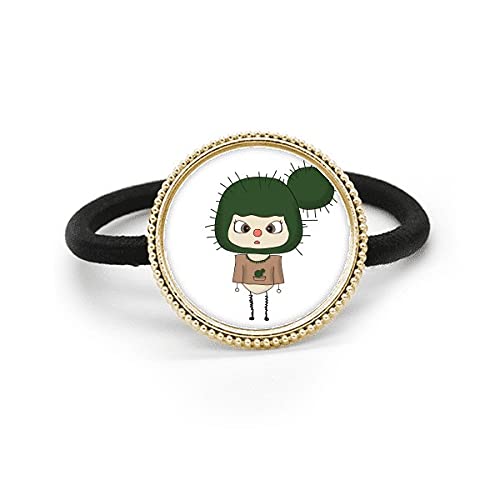 Élastique à cheveux anti-glisse avec motif cactus pour attacher sans abîmer