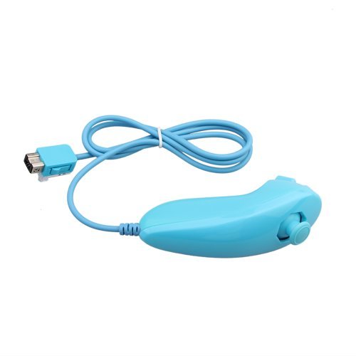 fitTek Game Remote + Nunchuk Nunchuck Controller + Silicone Skin for Nintendo Wii Blue