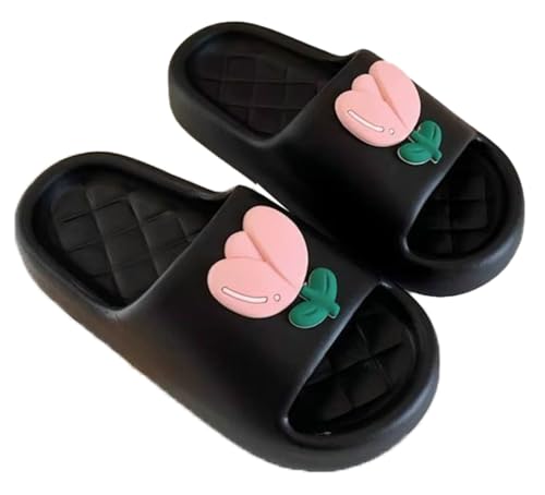 Sweet Rose Design Slippers for Women Cozy Non-slip Platform Sandals Open Toe House Shoes Summer Shower Bedroom Slippers