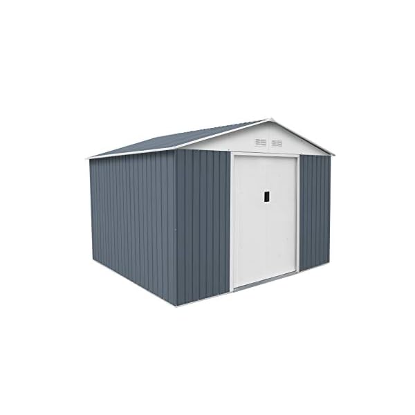 GARDIUN KIS12962 – Häuschen aus Metall, 7,74 m², außen, 241 x 321 x 205 cm, verzinkter Stahl, Anthrazitgrau