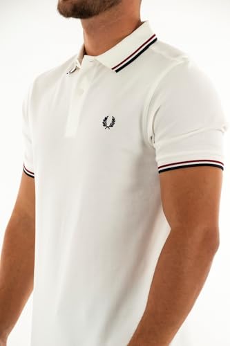 Polo Fred Perry en piqué de coton blanc avec double liseré