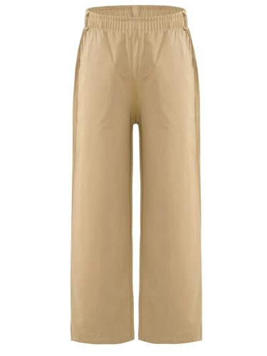Jhaoyu Kids Boys Basic Pull On School Uniform Pants Khaki Elastic Waist Casual Straight Trousers