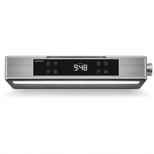 Regent Cucina Unterbau Küchenradio mit FM Bluetooth LED-Leiste Farbdisplay Küchentimer & 2 Wecker perfektes Unterbauradio für die Küche Farbe: Silber