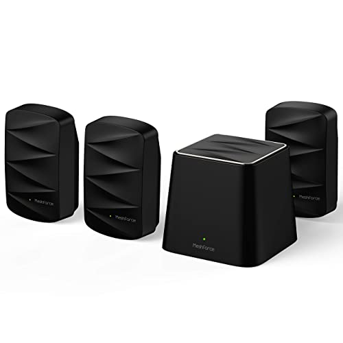 Meshforce M3 Mesh WiFi System (1 WiFi Point + 3 WiFi Dots) - Mesh WiFi Router Replacement with Flexible Wall Plug Extender - Covers Up to 7+ Rooms (Midnight Black)