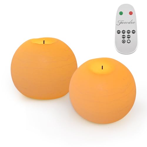 Image of Flameless Candles with Remote & Timer,4 inch H LED Battery Operated Round Candle 2 Pack,Real Wax Christmas Candle Lights Flickering for Christmas Gift Wedding Home Decor (Ivory)