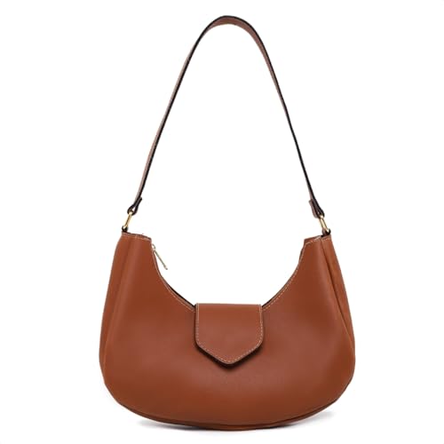 BOLSA BAGUETE FEMININA MEIA LUA DE OMBRO PEQUENA LISA (CARAMELO)