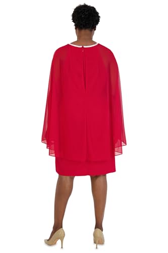 Image of R&M Richards Women's Knee-Length Glitter Sequin Lace Dress W /Sheer Asymmetric Poncho Overlay | Evening Cocktail Attire