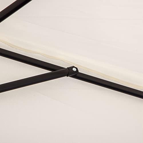 Outsunny 3(m) Half Parasol Semi Round Umbrella Patio Metal Frame Crank Handle for Balcony- NO BASE INCLUDED, White