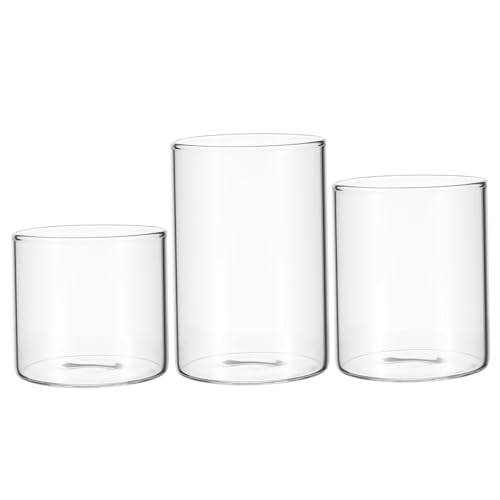 GALPADA Tazza in Vetro Per Lumini Portacandele Da Tavolo Contenitore Per Candele Profumate in Vetro Resistente 3 Pezzi 6,5x10/8/6 Cm Per Decorazione Casa e Aromaterapia