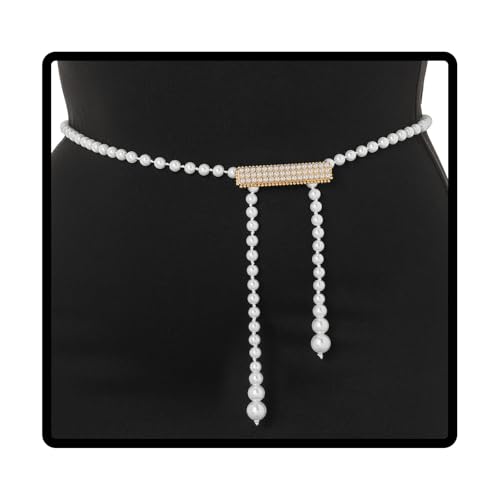 Pearl Belt White Women Wasit Chain Adjustable Plus Size Belts Body Accessories for Dress