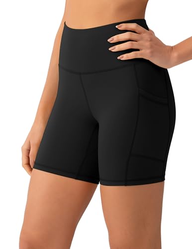 YUNOGA Womens High Waist Biker Shorts with Pockets 6