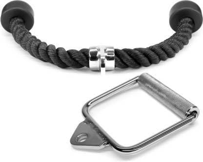 Cable Machine Attachments Tricep Rope & 2Pcs of D-Handle. Multi-Training Bar ()-picture-30