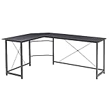 L Shaped Desk Home Office Desk Corner Computer Desk Sturdy Computer Table Writing Desk Gaming Desk Workstation, Black