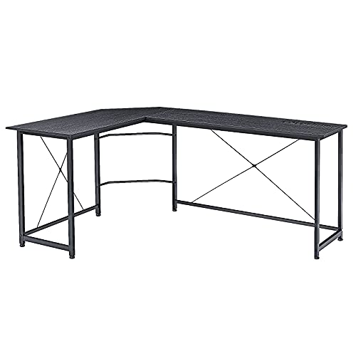 Coleshome L Shaped Desk Corner Computer Desk Sturdy Computer Table Writing Desk Gaming Desk Workstation, Black