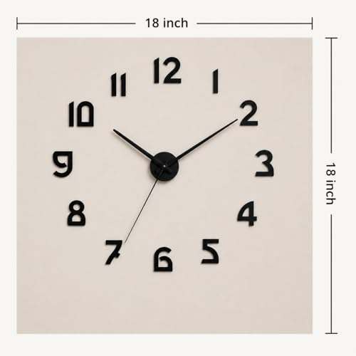 Image of RAPAL Frameless DIY Wall Sticker Clock (55 x 55 cm) - Decorative 3D Number Stickers for Living Room and Bedroom (D3)