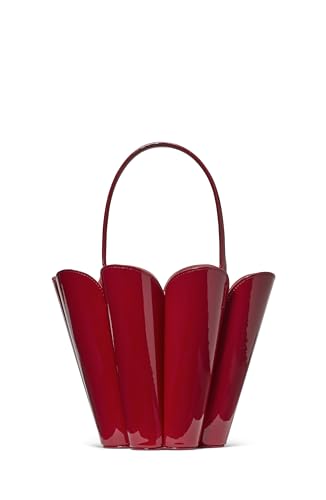 Kate Spade New York Bolsa de couro envernizado The Spade Flower Bucket Bag, Dark Scarlet