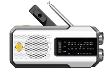 2台多機能防災ラジオ LEDライト ソーラーラジオ AM/FM SOS 2台 USB充電 スマホ充電 手回し 懐中電灯 防水 非常用 ランタン 防災グッズ 台風 地震 停電対策 コンパクト (ホワイト*2,2000mAh)