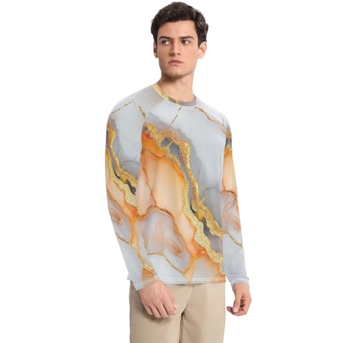 Marble White Orange UPF 50+ Long Sleeve Sun Shirt Lightweight Loose Sun Protection Long Sleeve Outdoors3