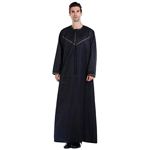 Xingsiyue Muslim Kaftan für Männer - Islamische Arabische Roben-Lange Hülsen Lose Ethnische Kleidung Dubais Mittlerer Osten Jubba Thobe Cover