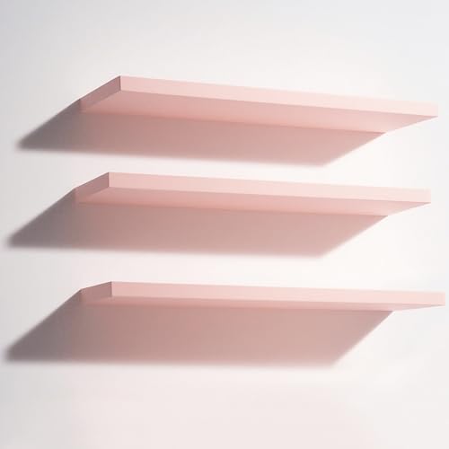 Youyole 3 Pack Pink Floating Shelves for Wall 16 Inch