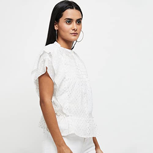 Image of Max Women Printed Batwing Sleeves Regular Fit Top with Inner