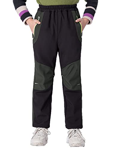Kids Softshell Pants Boys Girls Fleece Lined Elastic Waist Trousers Children Winter Warm Hiking Trousers3
