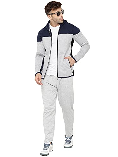 Image of CHKOKKO Fleece Men Winter Sports Gym Track Zipper Stylish Standard Length Jacket Camel Large,Grey