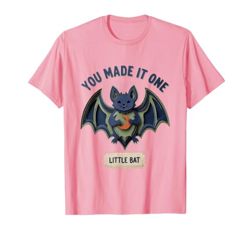 You Made It One, Little Bat Cute First Birthday Halloween T-Shirt, Men, Pink, 3X-Large