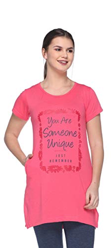 Image of In Love Women's Printed Cotton Plus Size Longline T-Shirt Half Sleeve with Pockets Pack of 2