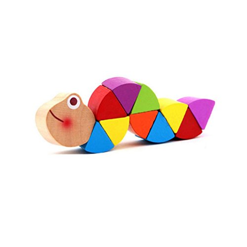 TAOtTAO Wooden Caterpillar Twisted Wooden Caterpillar Educational Children Toy Birthday Festival Giftcolour:colorful (B)