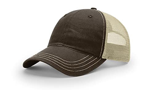Joe's USA | Richardson 111 Six Panel Garment Washed Adjustable Trucker Hat - OSFM - 12 Pack - Brown/Khaki