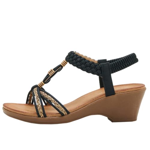 Sandales d'été confortables pour pieds sensibles avec bride élastique compensée