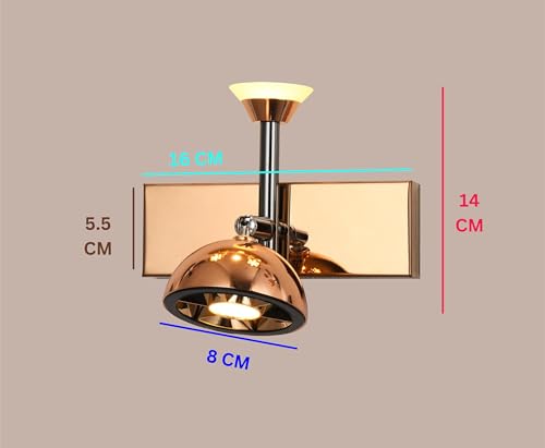 Image of swanart Modern Rose Gold and Black Wall Sconce - Adjustable LED Wall Light with Bell Shade, Energy Efficient, Ideal for Living Room, Bedroom, and Office Decor