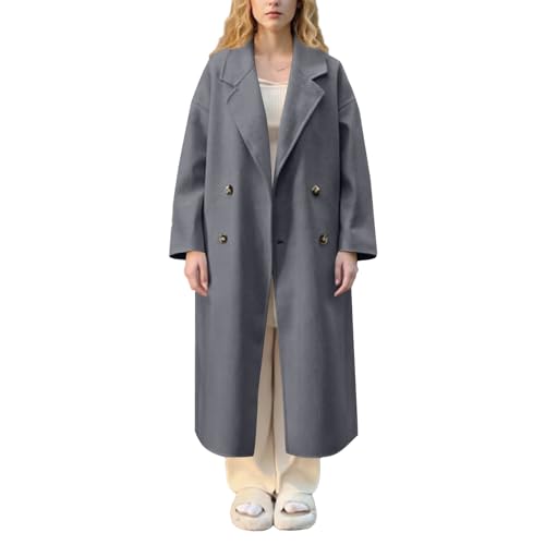 Manteau laine mélangée femme chaud et long contre le froid d'hiver