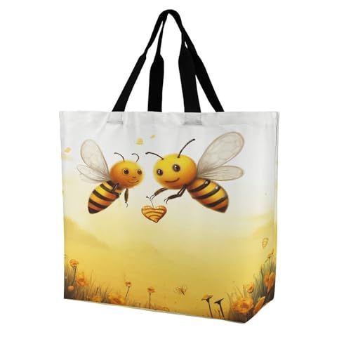 FekiLoot Bee Love Honey �H���i�o�b�O L�T�C�Y �ė��p�\ �g�[�g�o�b�O ���f�B�[�X �V�����_�[�o�b�O �J�W���A�� �g�[�g �n���h�o�b�O �▭ �y�� �܂肽���� �V���b�s���O�o�b�O �d�� �V���b�s���O ���s�p