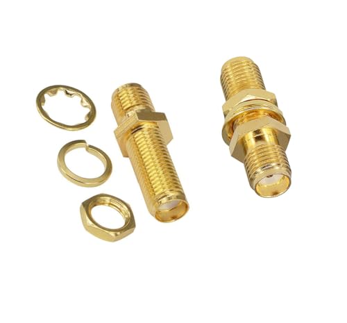 DHT Electronics 2pcs RF coaxial Coax Adapter SMA Female to SMA Female Bulkhead
