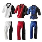 Playwell Martial Arts V - Neck Free Style Demo/Club Uniform Red/Black - 00/120Cm