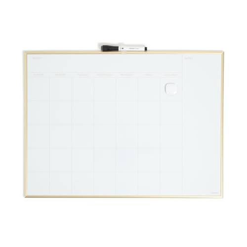 U Brands Magnetic Dry Erase Calendar White Board for Wall, 24' x 18', Dry Erase Board White Board Calendar with Gold Aluminum Frame, Includes a Magnet and a Marker