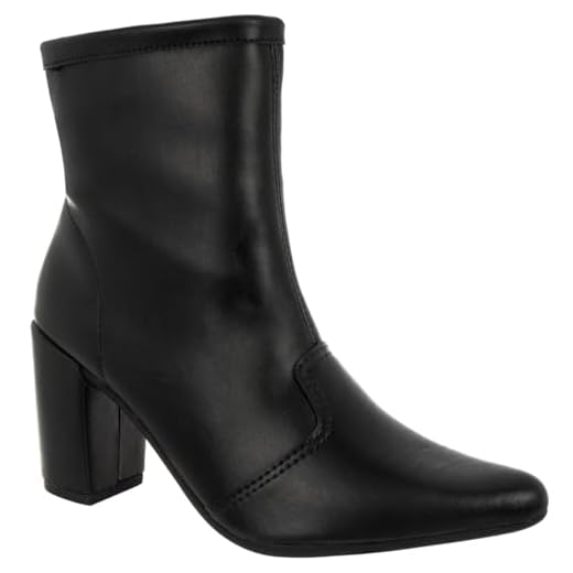 Bota Feminina Bico Fino Cano Curto Salto Alto Grosso Confortável Via Angel 6801. (Preto, BR, Adulto, Numérico, 38)
