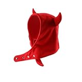 Ponitrack Y2k Crochet Hats for Women Devil Beanies Women Ear Beanies Devil Hat Accessories Kawaii Beanies for Women (RED,One Size)