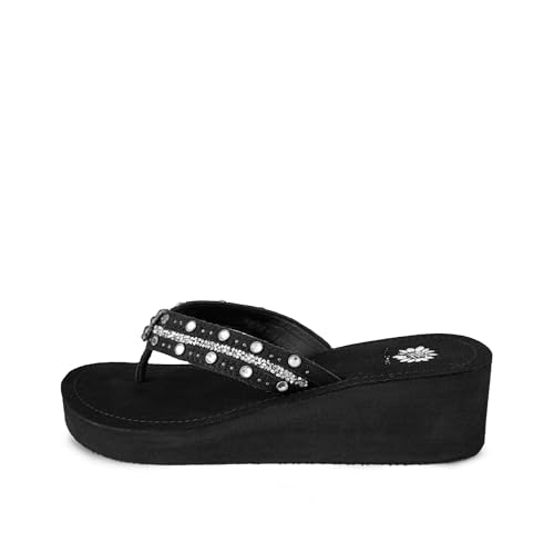 Yellow Box Women's Terell Wedge Sandal, Round Toe, Medium-High 2 Inch Heel, 0.75 Inch Platform Comfortable Flip-Flop