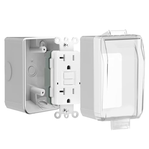 Toptozl 20 Amp GFCI Outdoor Electrical Outlet Box, Nonmetallic Heavy Duty Box IP66 Waterproof and...