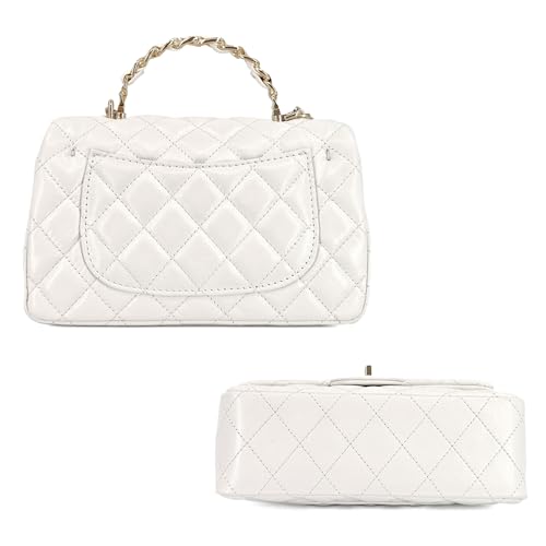 Small Quilted Crossbody Bags for Women,Leather Shoulder Bag with Gold Chain Strap,Metal Top Handle Flap Evening Purse3