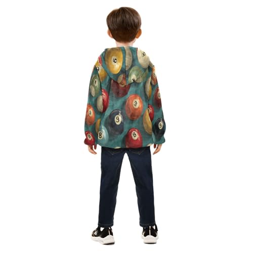 Billiard Balls Pattern Print Design Toddler Fleece Jacket Girl Boys Hooded Fleece Jacket Coat Warm4
