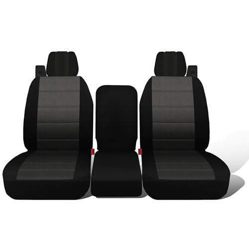 Jokuye 40/20/40 Split Front Bench Seat Covers for Ford F150 XL Standard Cab 2004 2005 2006 2007 2008 Heavy-Duty Oxford Fabric with Integrated Seatbelts & Center Armrest Cover - Black