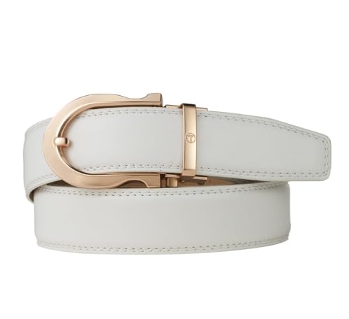 Image of Tonywell Men's Leather Ratchet Belt, 1 3 /8 inch Adjustable Dress Belt, Trim to Fit