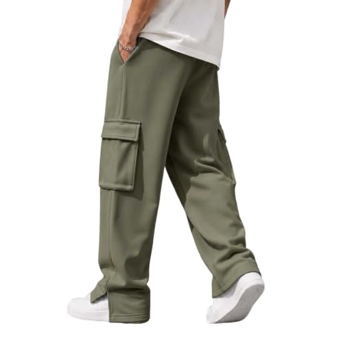 Elastic Waist Pants For Men Elderly Y2K Baggy Wide Leg Casual Track Pants - image 2