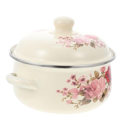 BESTonZON Marmite À Soupe En Émail Ustensiles De Cuisine Antiadhésifs Récipients À Condiments Poêle Avec Couvercle Braisière Avec Couvercle Bols À Soupe Français Marmite En Émail