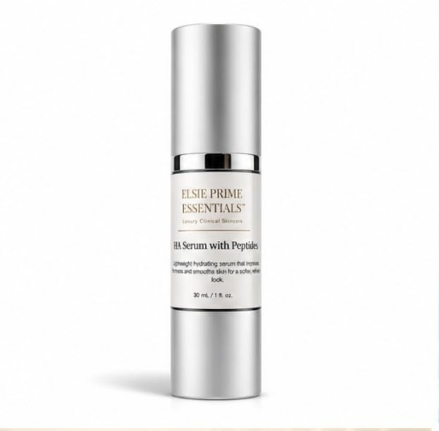 ELSIE PRIME ESSENTIALS™ Hyaluronic Acid Serum with Peptides, Hydrating Face Serum with Niacinamide & Vitamin B5, Luxury Clinical Skincare, 1 fl oz