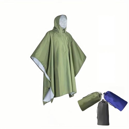 Mens Rain Poncho Aldult waterproof with Hood Lightweight Rain Jacket Women 3 in 1 Long Rain Coats Family Pack Foldable